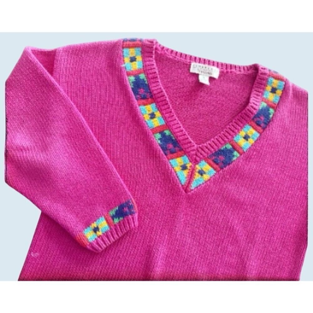 Vintage CAMBRIDGE DRY GOODS V Neck Sweater Top Shirt 80s 90s Size Medium